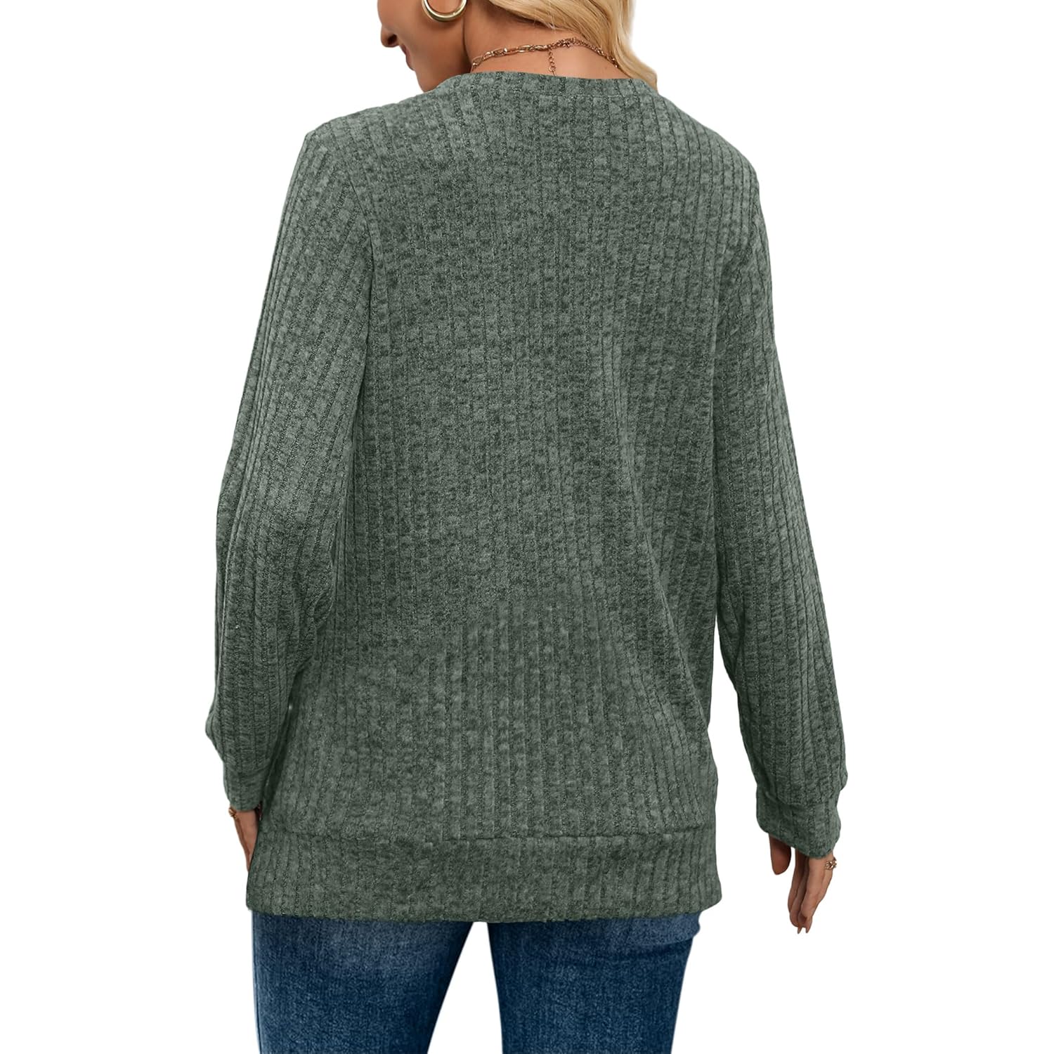 Sampeel v‑ringning långärmad skjorta for Dam Casual Fall - Image 5