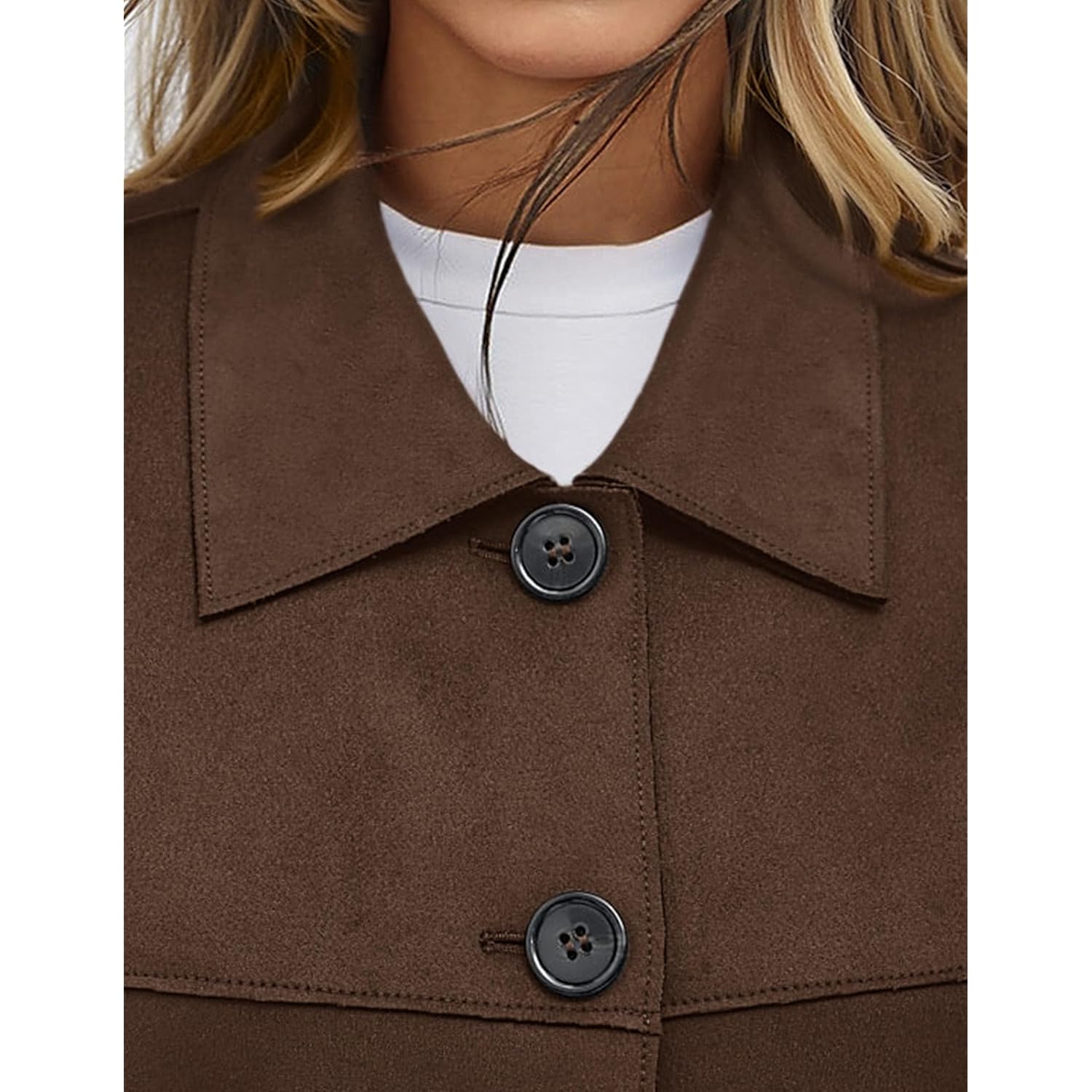 PRETTYGARDEN Dam Faux Suede cropped jacka Casual Lightweight - Image 5