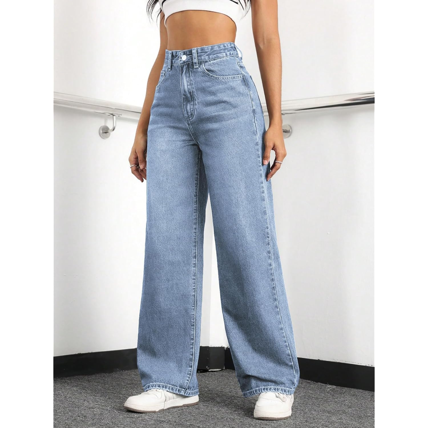 Straight Leg jeans for Women,High Waisted wide leg - Image 5