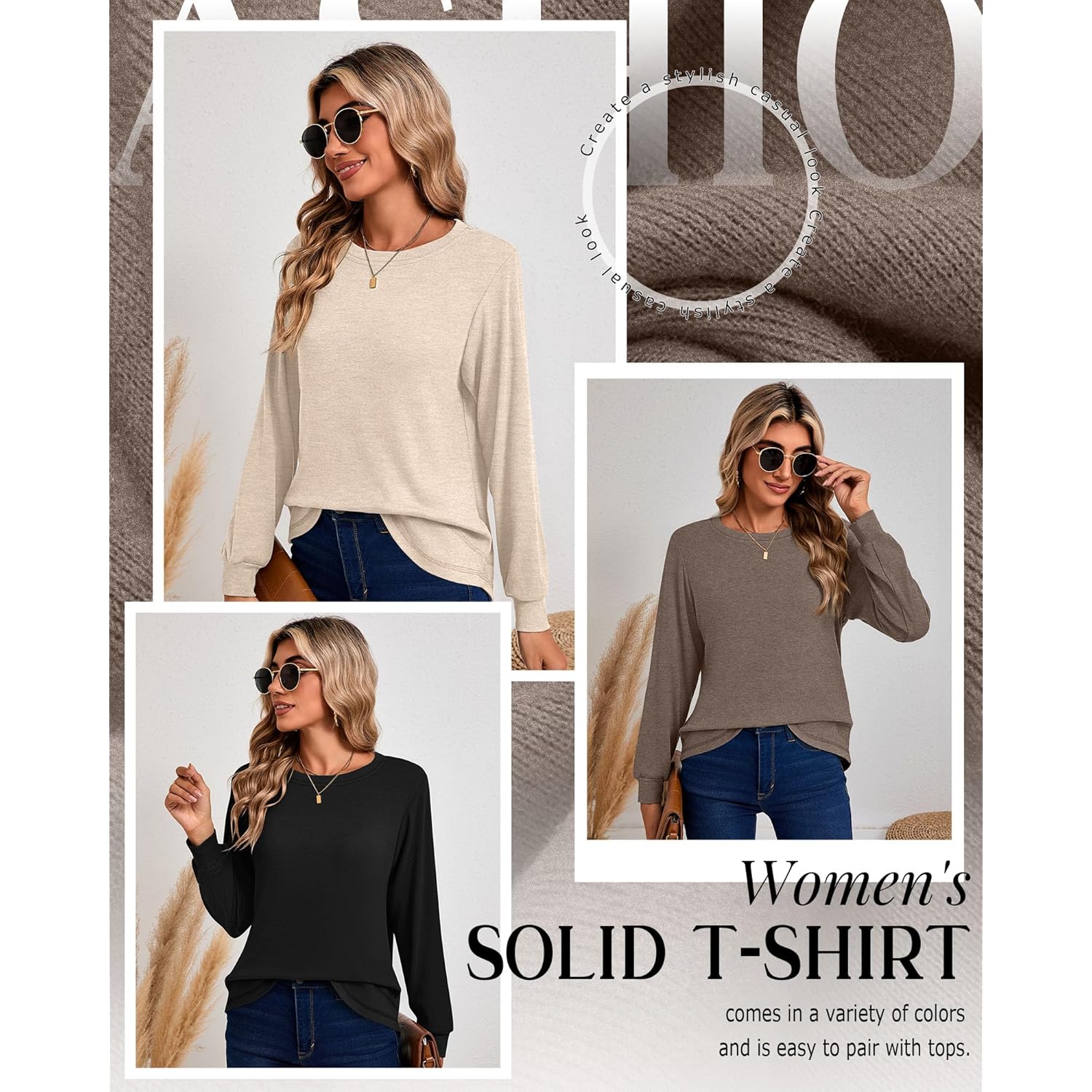 Ficerd 3 Pack Dam Long Sleeve Shirts, bomull - Image 5