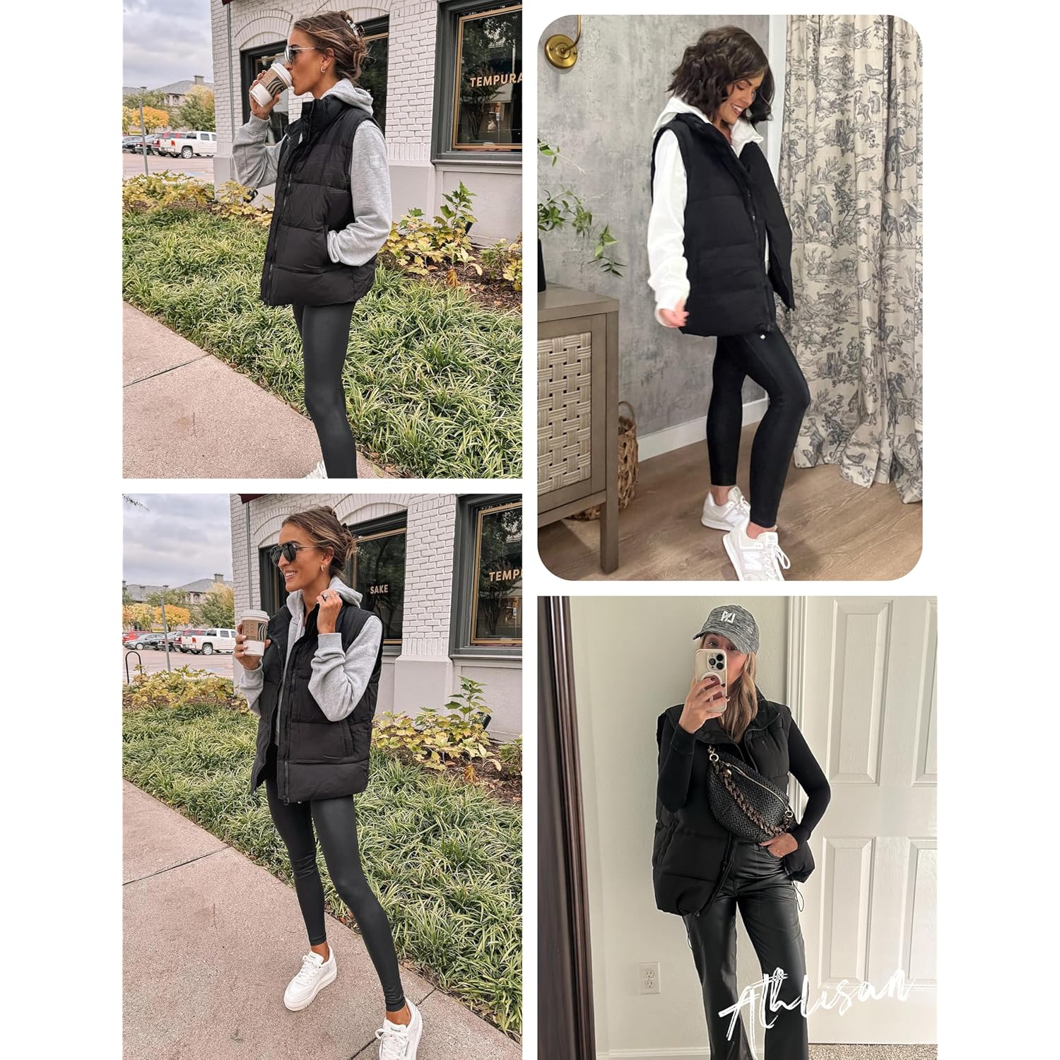 Athlisan Dam Zip Up puffer väst Stand Collar - Image 7