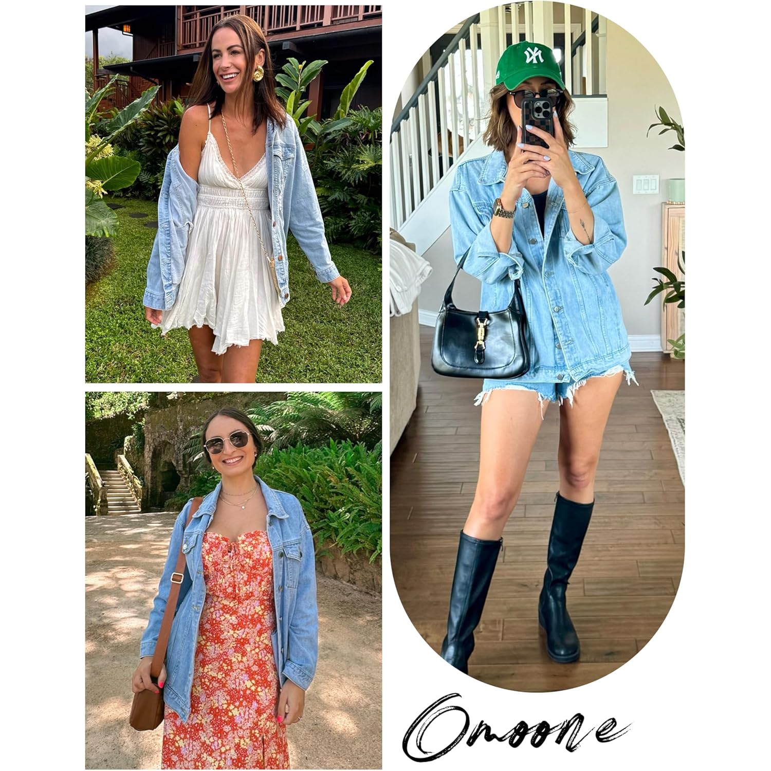 Omoone Dam oversized Mid Long denim jacka Jean - Image 2