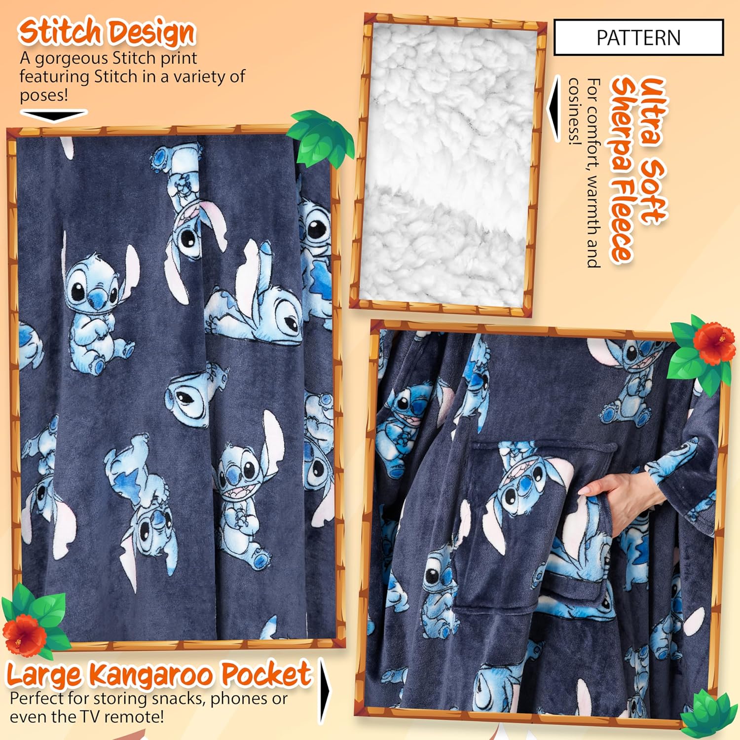 Disney Stitch Blanket hoodie for Dam and Teenagers - Image 4