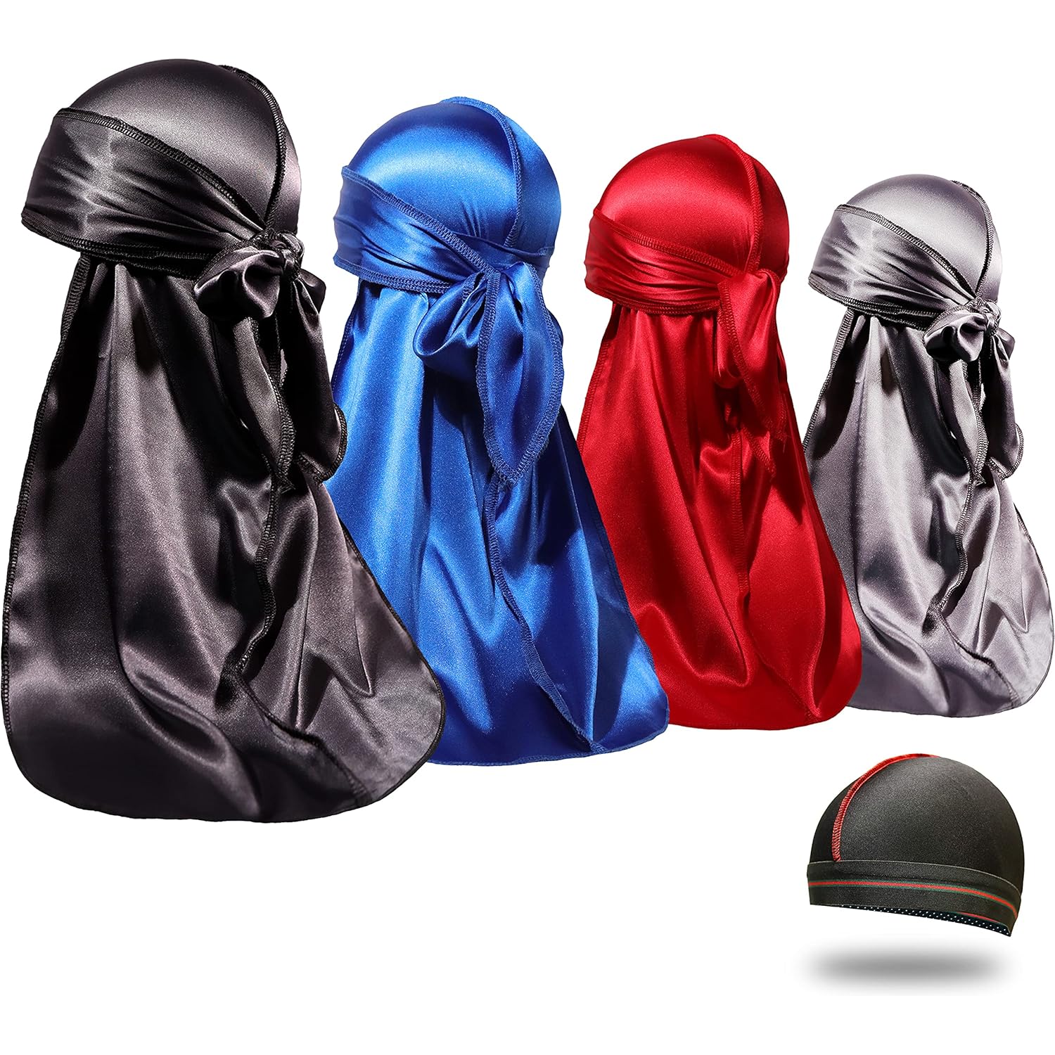 4PCS Silky Durags for Men Women 360 Waves