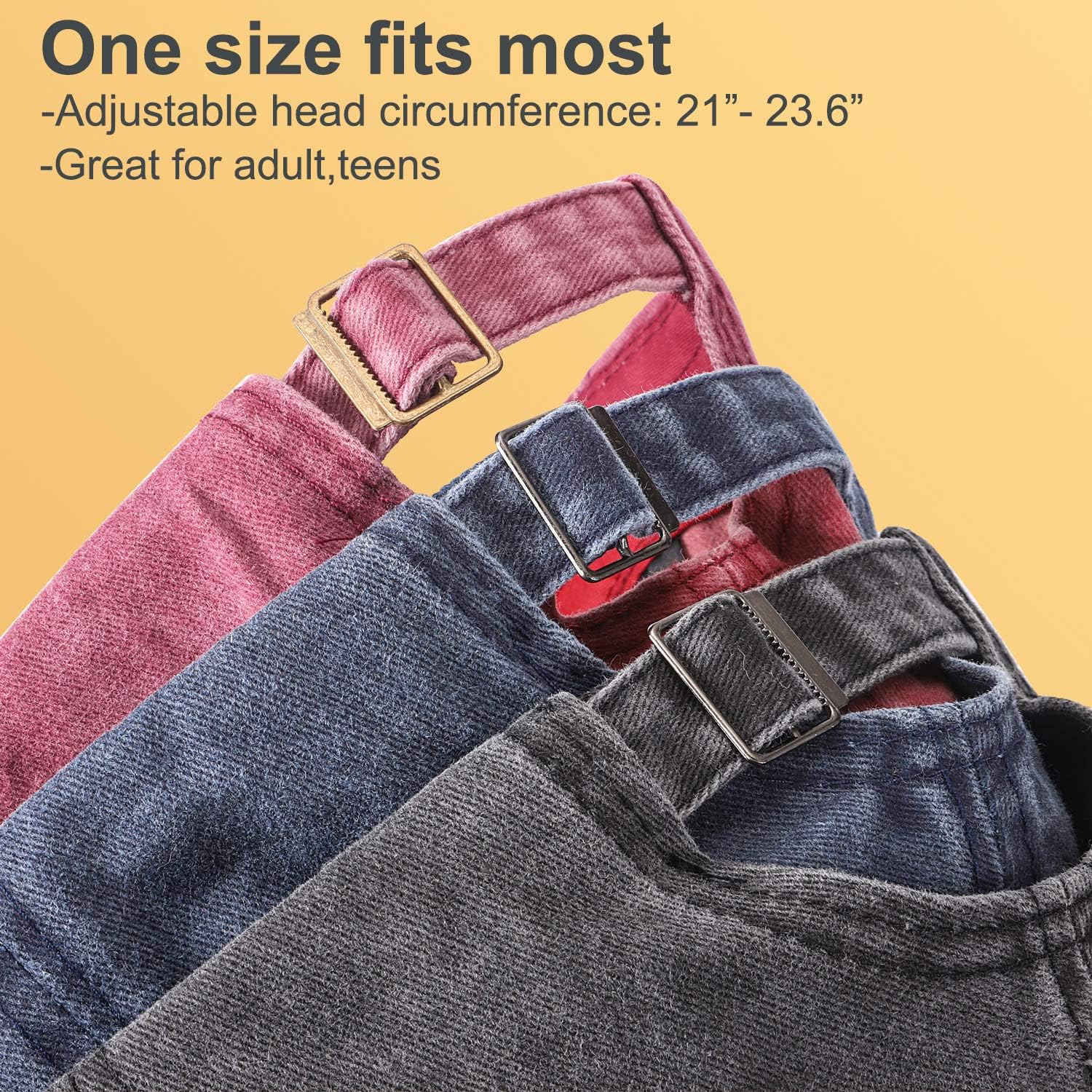 3 Pack Washed Plain Baseball keps, Retro justerbar - Image 4