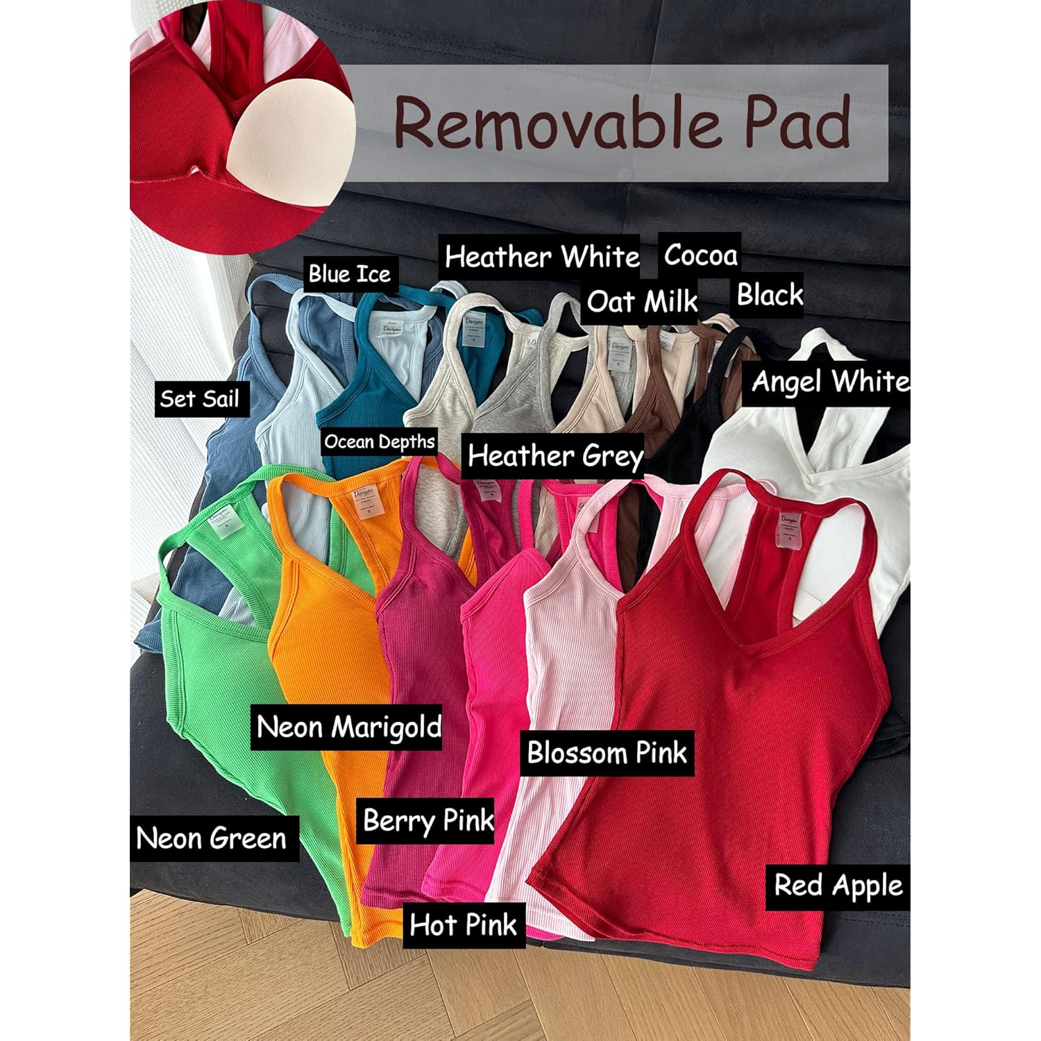 Danysu v‑ringning Racer Back linne topp for Dam - Image 3