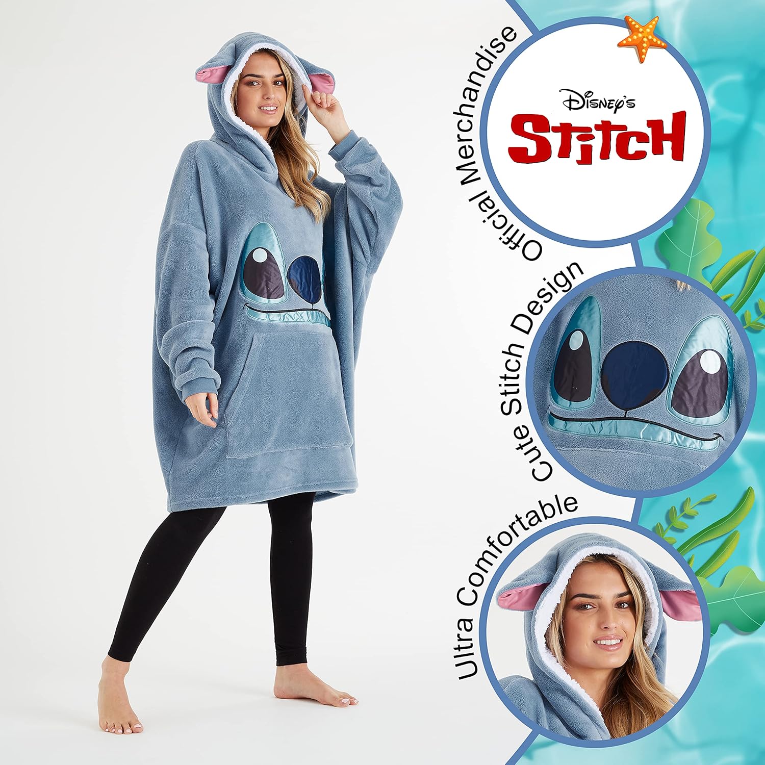 Disney Stitch Blanket hoodie for Dam Warm fleece - Image 2