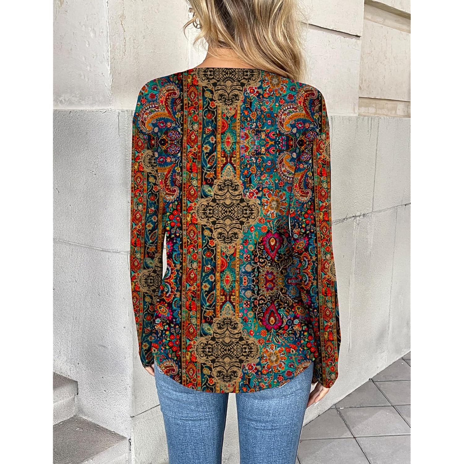 Zeagoo Dam långärmad topp Dressy Casual v‑ringning Tshirts - Image 4